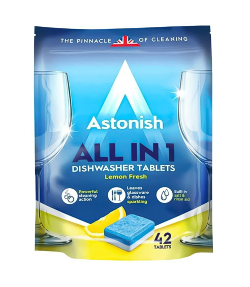 Indaplovių tabletės „Dishwasher tablets Astonish“. Puhdistusaineet