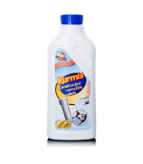 Kanalizacijos valiklis skystis „Kurmis liquid 500 ml“. Puhdistusaineet