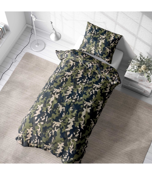 Viengulės patalynės komplektas „Camouflage“. Lasten pussilakanasetti